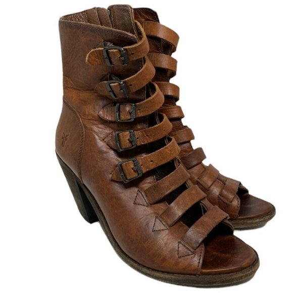 Frye Shoes - FRYE Women's Izzy Belted Short Military-Inspired Sandal Brown Size 6.5 B